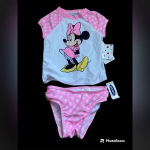 New Minnie Mouse Rash Guard Style Swimsuit Bikini